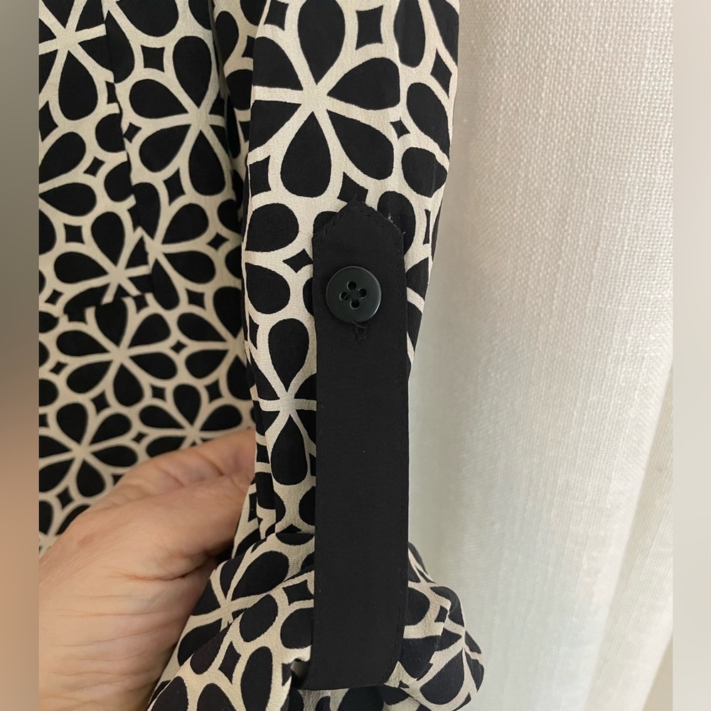 Diane Von Furstenberg Women's Black White Floral Button-Up Shirt Dress Size‎ 0 - Picture 5 of 5
